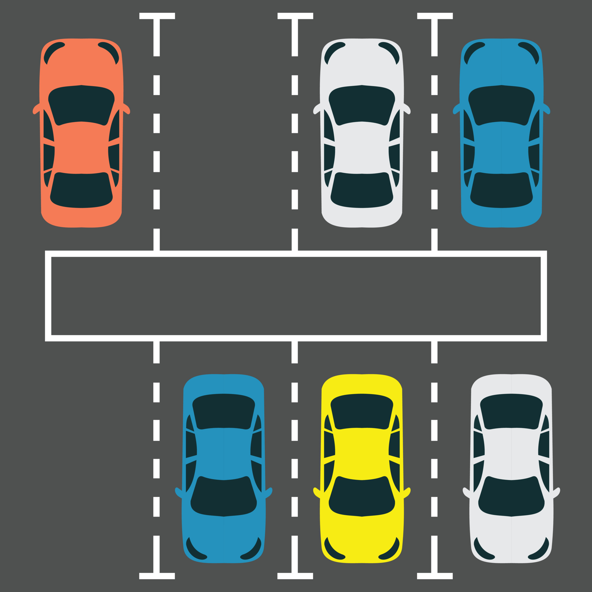 Parked cars in a well-managed parking lot
